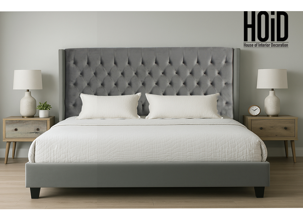 River Tufted Bed with 2 Trak Night Stands